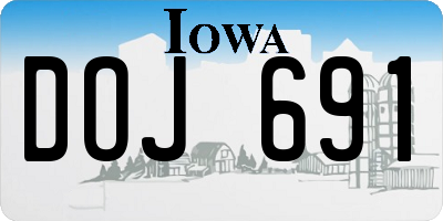 IA license plate DOJ691
