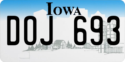 IA license plate DOJ693