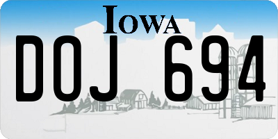 IA license plate DOJ694