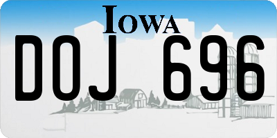 IA license plate DOJ696