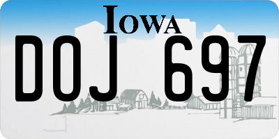 IA license plate DOJ697