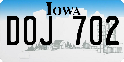 IA license plate DOJ702