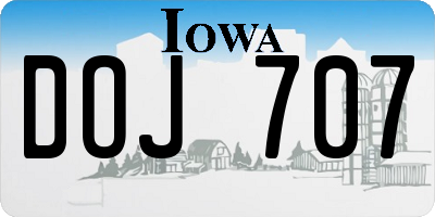 IA license plate DOJ707