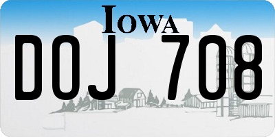 IA license plate DOJ708