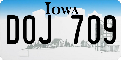 IA license plate DOJ709