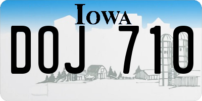 IA license plate DOJ710