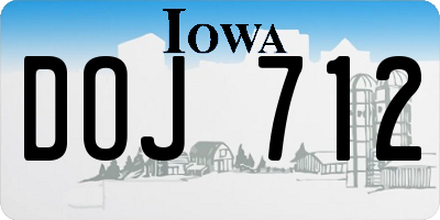 IA license plate DOJ712
