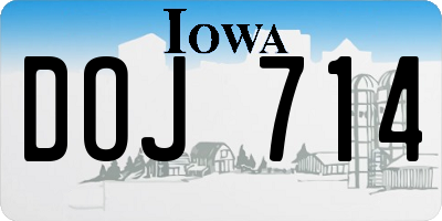 IA license plate DOJ714