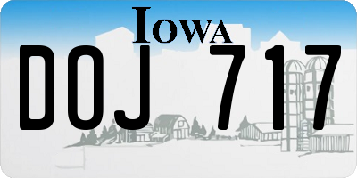 IA license plate DOJ717