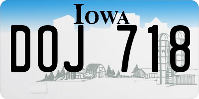 IA license plate DOJ718
