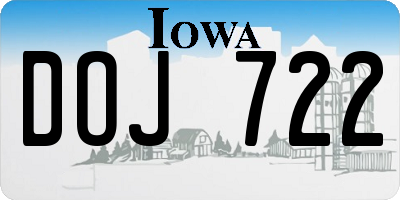 IA license plate DOJ722