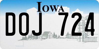 IA license plate DOJ724