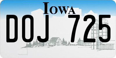 IA license plate DOJ725