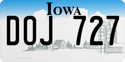IA license plate DOJ727