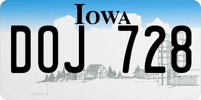 IA license plate DOJ728