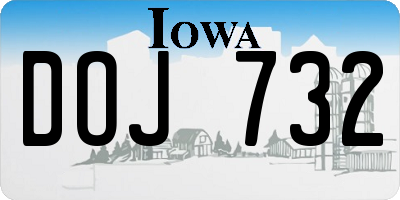 IA license plate DOJ732