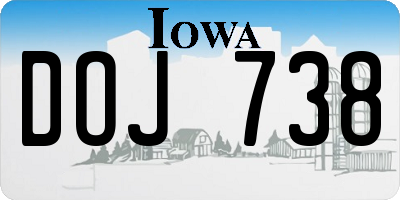 IA license plate DOJ738