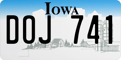 IA license plate DOJ741