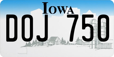 IA license plate DOJ750