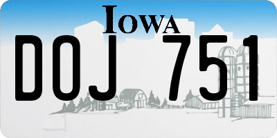 IA license plate DOJ751