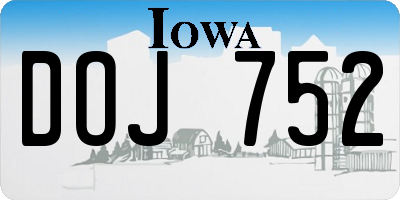 IA license plate DOJ752