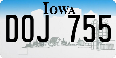 IA license plate DOJ755