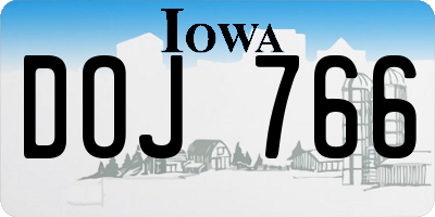 IA license plate DOJ766