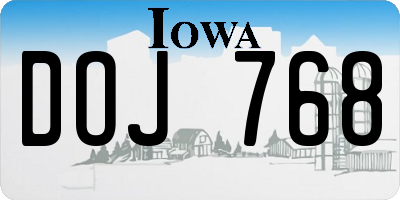IA license plate DOJ768