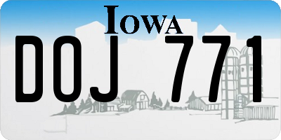 IA license plate DOJ771