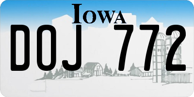 IA license plate DOJ772
