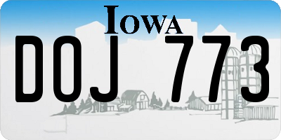 IA license plate DOJ773