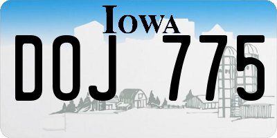 IA license plate DOJ775