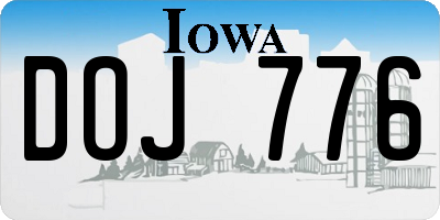 IA license plate DOJ776