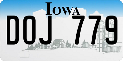 IA license plate DOJ779