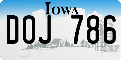 IA license plate DOJ786