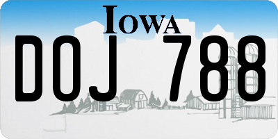 IA license plate DOJ788
