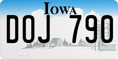 IA license plate DOJ790
