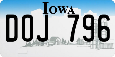 IA license plate DOJ796