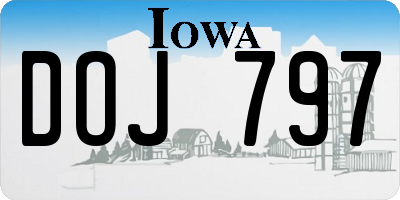 IA license plate DOJ797