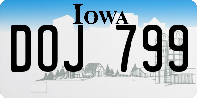 IA license plate DOJ799