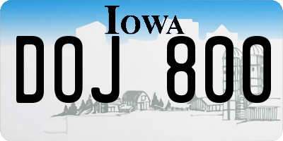 IA license plate DOJ800