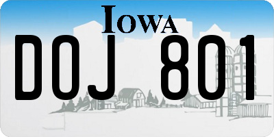 IA license plate DOJ801