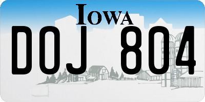 IA license plate DOJ804