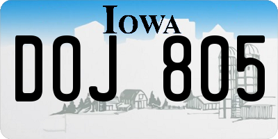 IA license plate DOJ805