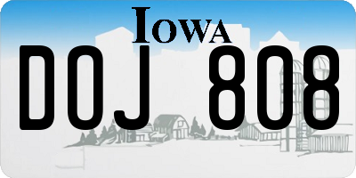 IA license plate DOJ808