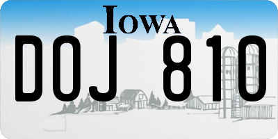 IA license plate DOJ810
