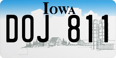 IA license plate DOJ811