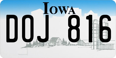 IA license plate DOJ816