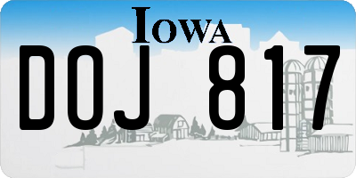 IA license plate DOJ817