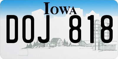 IA license plate DOJ818
